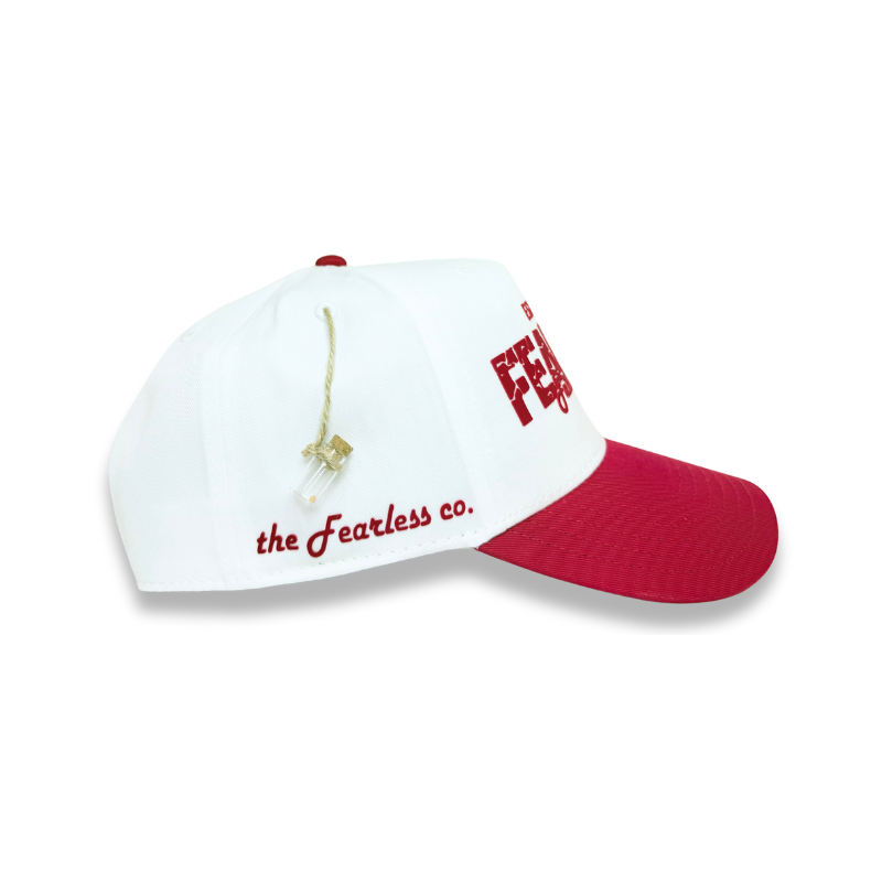 Fearless Signature Hat – White with Destroyed Red Design