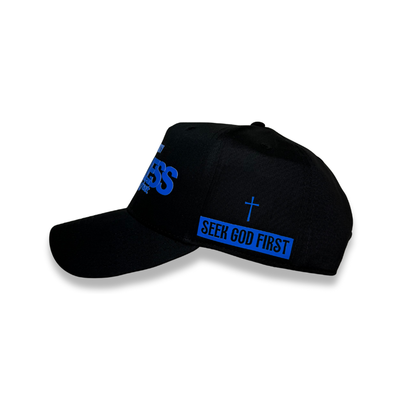 Fearless Signature Hat – Black with Fluorescent Blue Design