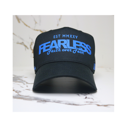 Fearless Signature Hat – Black with Fluorescent Blue Design