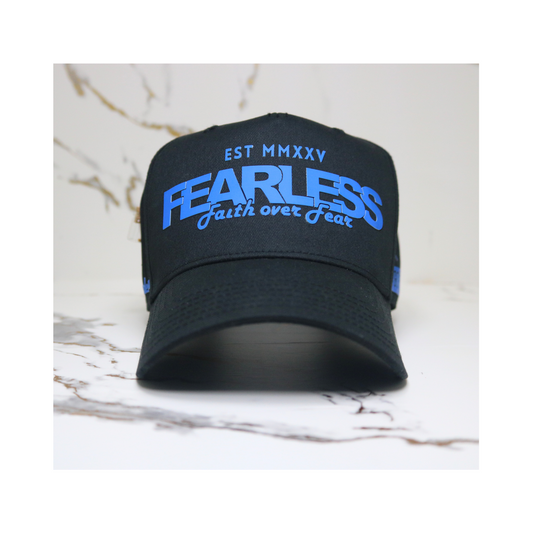 Fearless Signature Hat – Black with Fluorescent Blue Design