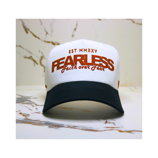 Fearless Signature Hat – White & Black with Texas Orange Design