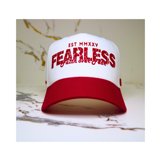 Fearless Signature Hat – White with Destroyed Red Design