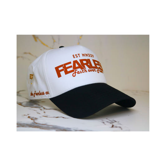 Fearless Signature Hat – White & Black with Texas Orange Design