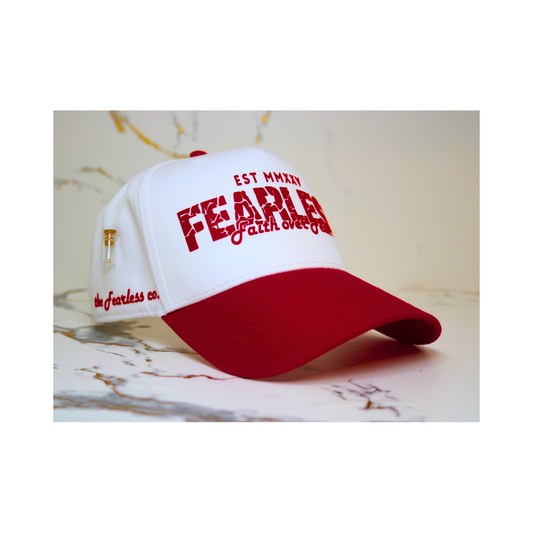 Fearless Signature Hat – White with Destroyed Red Design